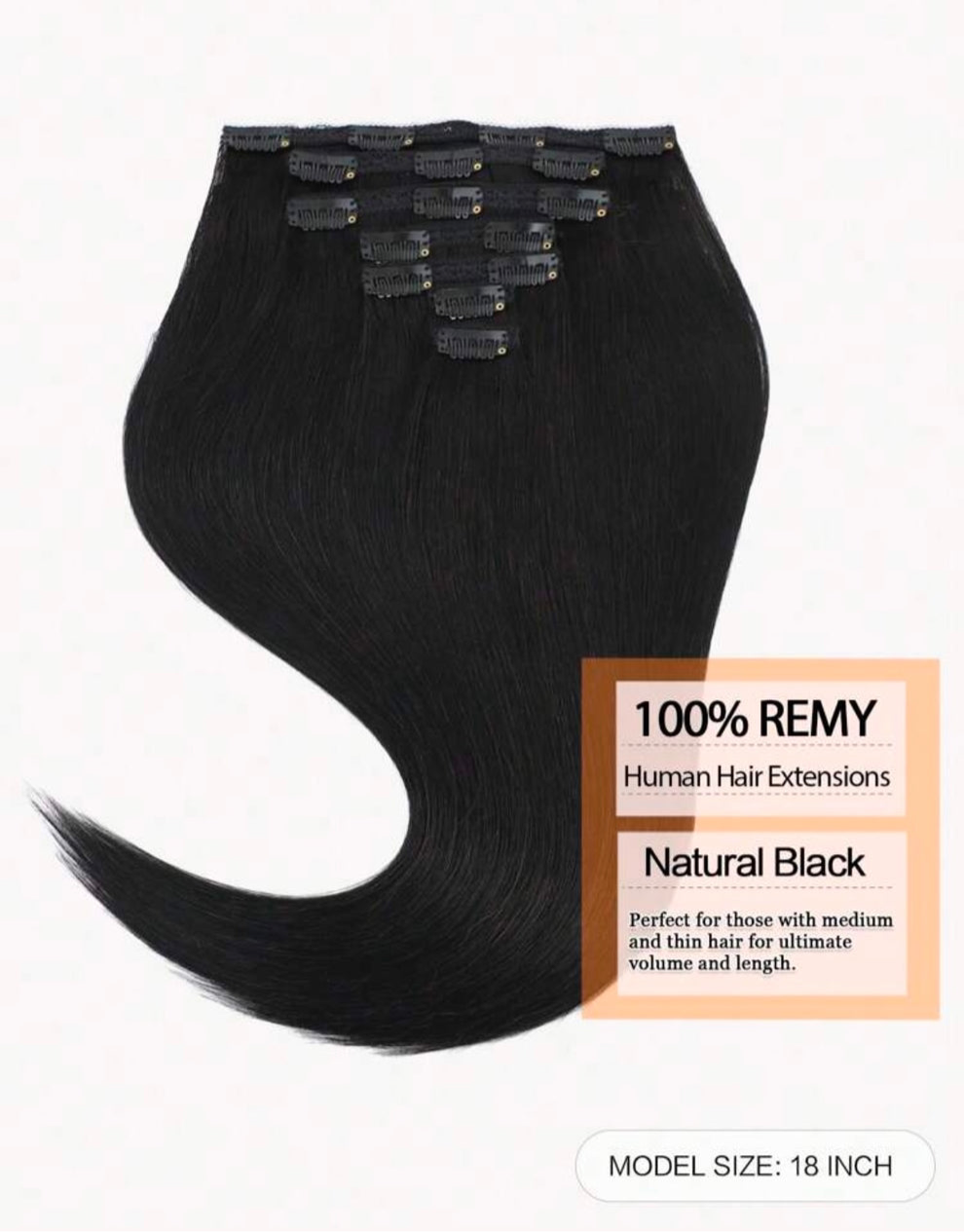 7pcs Clip in Straight Natural Hair Extensions