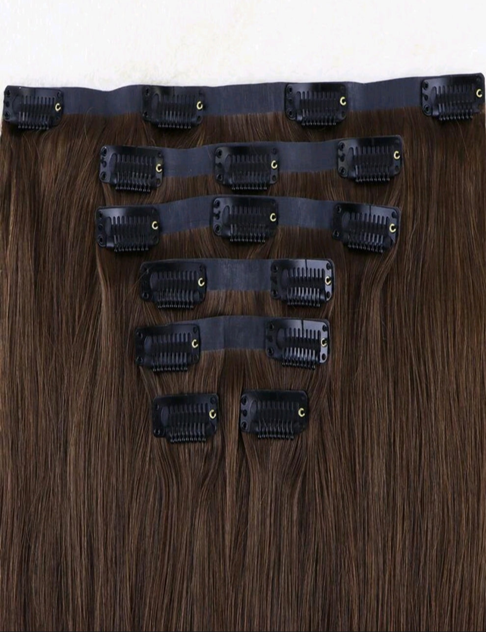 7pcs Dark Brown Clip in Hair Extensions